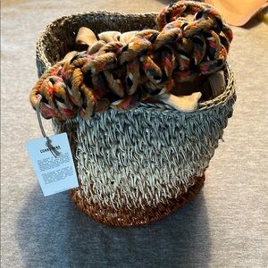 *NWT* Gianabana Multicolor Woven Basket Bucket Bag